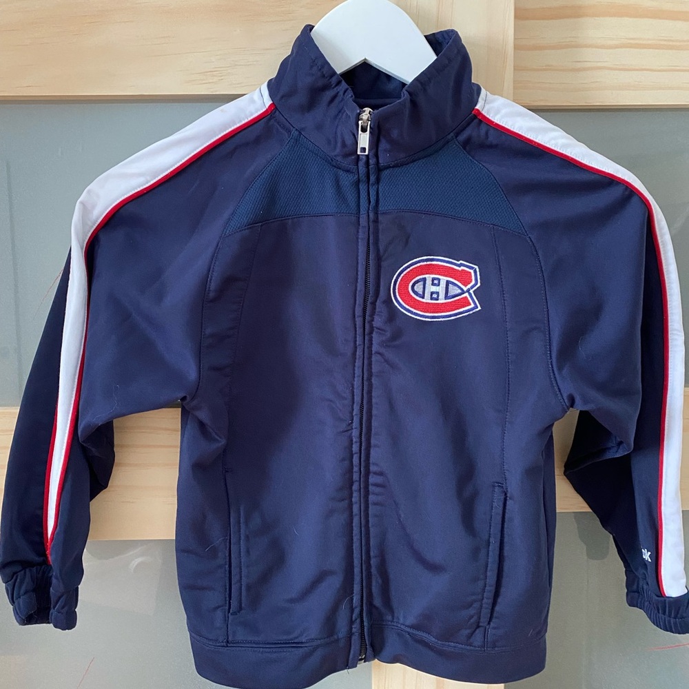 Canadian Hockey Team Navy Blue Jacket with Red and White Accents